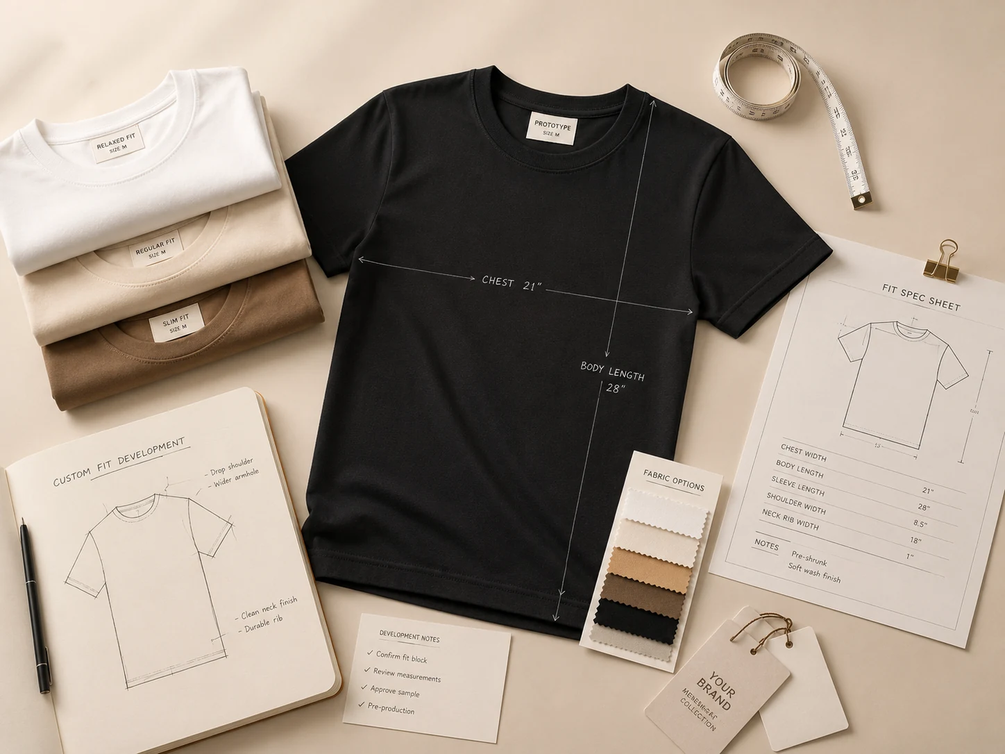 Custom men's T-shirt fit and pattern development