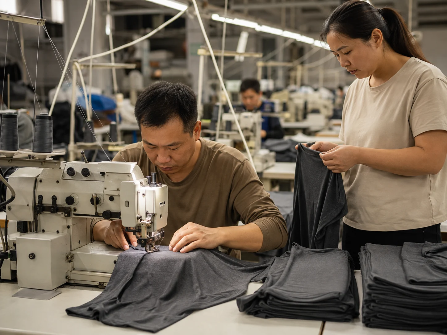 AI-generated concept of T-shirt sewing and inline quality control